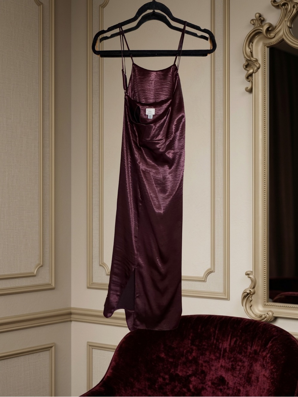 A New Day Satin Slip Dress - Burgundy Wine